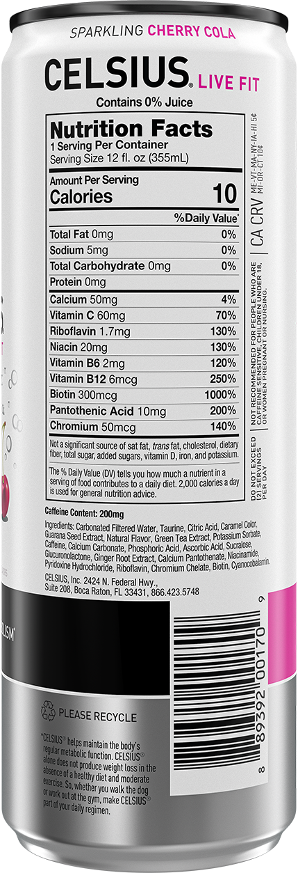 Sparkling Cherry Cola – Product's Back Label